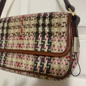‼️NWOT BURBERRY‼️Authentic vintage wool tweed & leather shoulder bag w/ dust bag